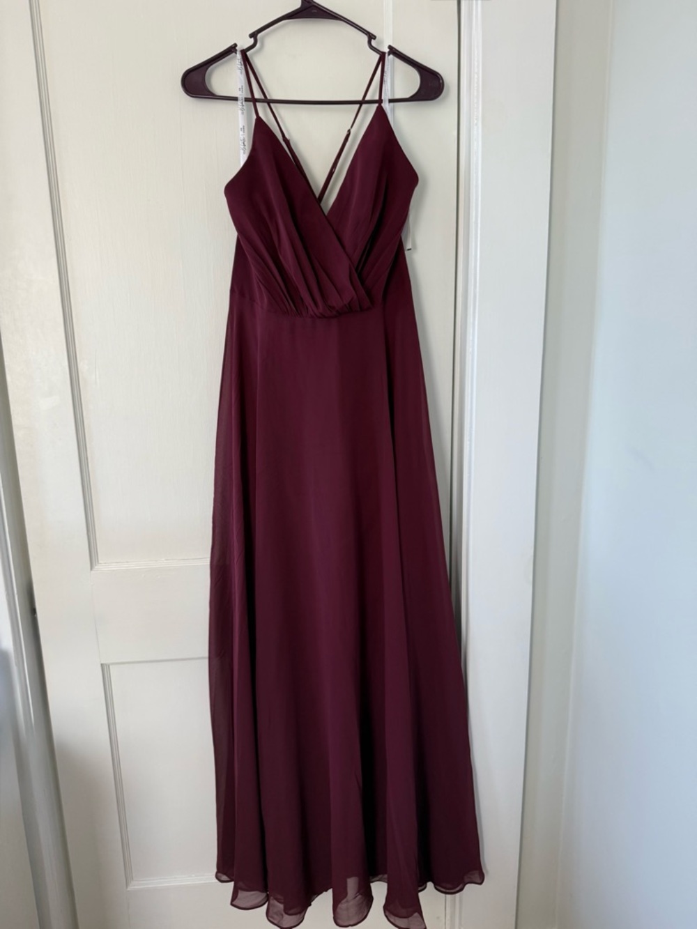 David's Bridal Burgundy Spaghetti-Strap Maxi Dress